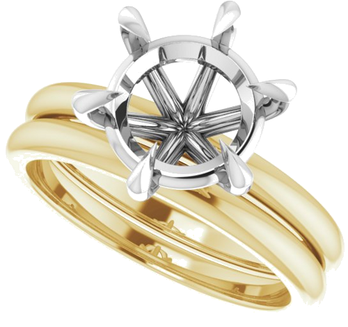 Sužadėtuvių Žiedas „Claw-Prong“ 14k yellow/white gold Round 9.4mm (10)