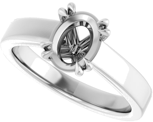 Sužadėtuvių Žiedas „Solitaire“ 585 Baltojo Aukso Oval 8mm x 6mm (5)