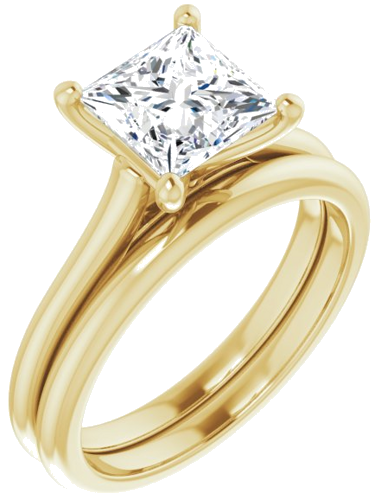 14K Yellow 6.5 mm Square Solitaire Engagement Ring Mounting (6)
