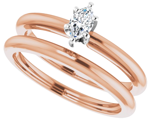 Sužadėtuvių Žiedas 14k rose/white gold Marquise 5mm x 3mm (10)