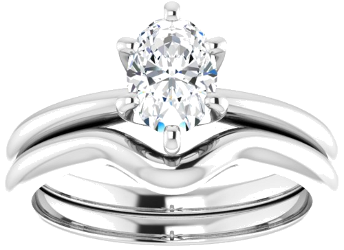 Sužadėtuvių Žiedas „Solitaire“ 585 Baltojo Aukso Oval 7mm x 5mm (8)