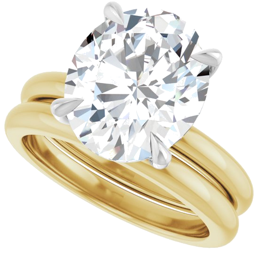 14K Yellow White 12x10 mm Oval Solitaire Engagement Ring Mounting (7)