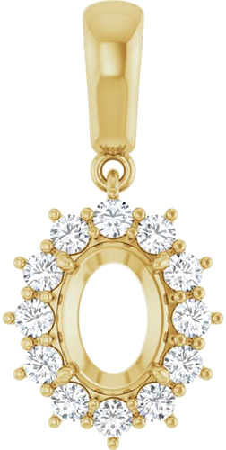 Pakabukas „Halo-Style“ 14k yellow gold Oval 8mm x 6mm (1)