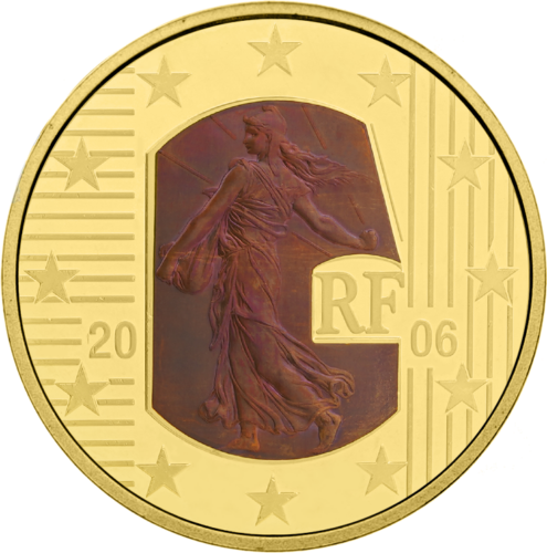 100 евро Отмена смертной казни 2006 Франция золотая монета (1)