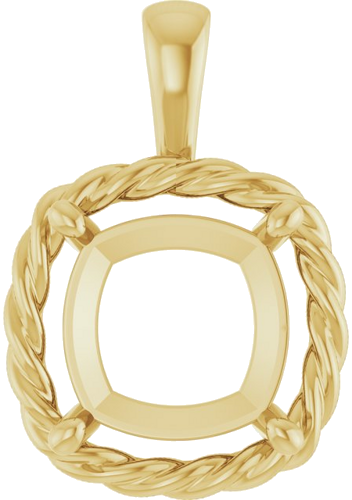 Pakabukas „Rope Solitaire Charm“ 14k yellow gold Cushion 10mm (1)