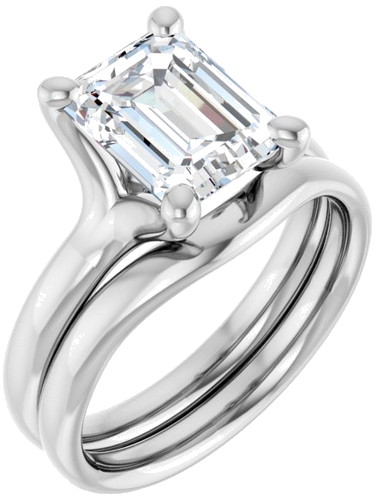 Sužadėtuvių Žiedas „Solitaire“ 14k white gold Emerald 9mm x 7mm (6)
