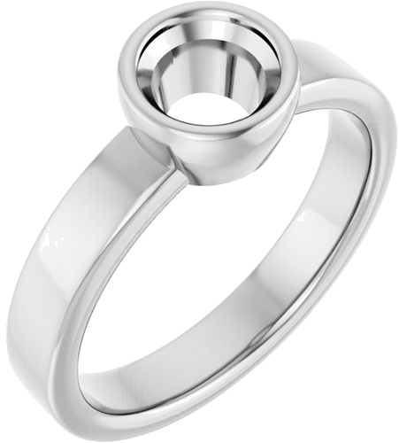 Sužadėtuvių Žiedas „Bezel-Set Solitaire“ 14k white gold Round 5.8mm (1)