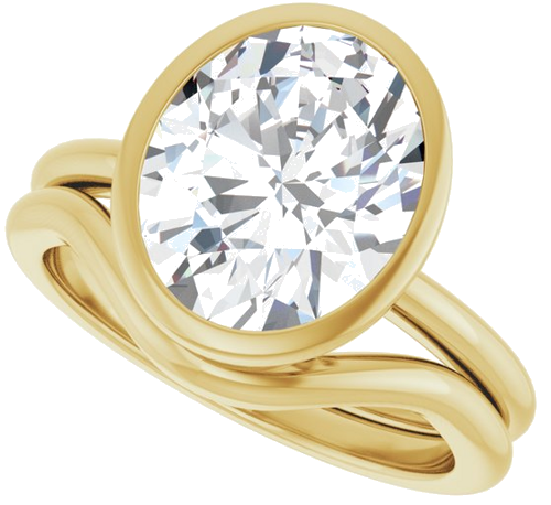 Sužadėtuvių Žiedas „Bezel-Set“ 18k yellow gold Oval 11mm x 9mm (10)