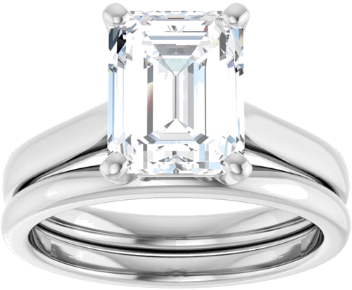 Platinum 9x7 mm Emerald Engagement Ring Mounting (8)