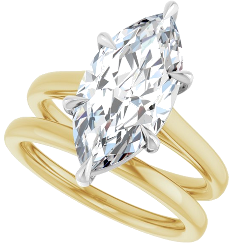 Sužadėtuvių Žiedas „Claw-Pong“ 14k yellow/white gold Marquise 16mm x 8mm (10)