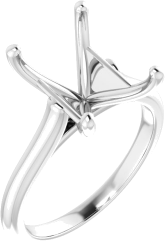 14K White 11x9 mm Emerald Solitaire Engagement Ring Mounting (1)