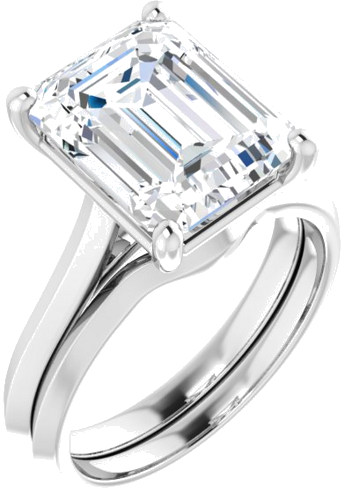 Sužadėtuvių Žiedas „Claw-Prong“ 14k white gold Emerald 11mm x 9mm (6)