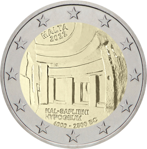 2022 Malta Hal Saflynio požemis (UNESCO) 2 eurų moneta (1)