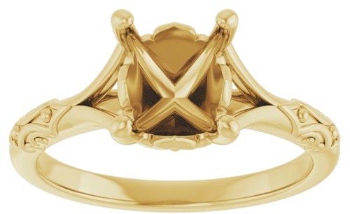 Sužadėtuvių Žiedas „Solitaire Split Shank“ 585 Geltonojo Aukso Oval 9mm x 7mm (3)