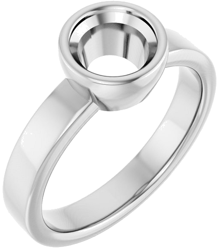 Sužadėtuvių Žiedas „Bezel-Set Solitaire“ 10k white gold Round 6.5mm (1)