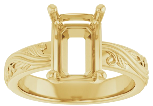 Sužadėtuvių Žiedas „Solitaire Sculptural“ 14k yellow gold Emerald 10mm x 7mm (3)