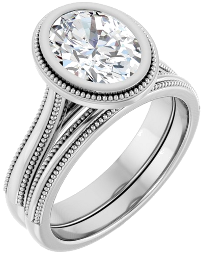 Sužadėtuvių Žiedas „Solitaire“ 585 Baltojo Aukso Oval 9mm x 7mm (6)