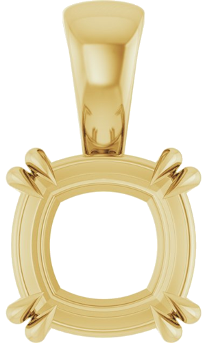 Pakabukas „Double Claw-Prong Solitaire“ 14k yellow gold Cushion 10mm (1)