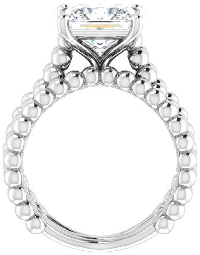 Sužadėtuvių Žiedas „Solitaire Beaded Negative Space“ 925 Sidabro Square 8mm (7)