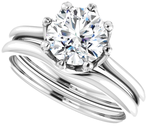 14K White 7.4 mm Round Solitaire Engagement Ring Mounting (10)