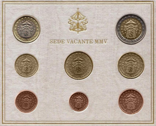 2005 Ватикан Sede Vacante BU набор монет евро (2)