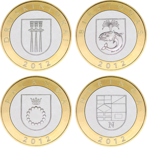 2012 Lithuania resorts 2 litas commemorative coins (1)