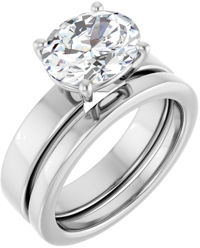 14K White 10x8 mm Oval Solitaire Engagement Ring Mounting (6)