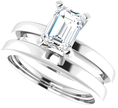 Sužadėtuvių Žiedas „Solitaire“ 14k white gold Emerald 7mm x 5mm (10)