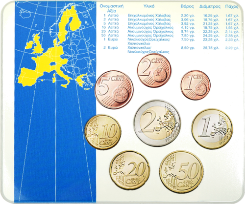 2002 Greece Euro Coins BU Set (2)