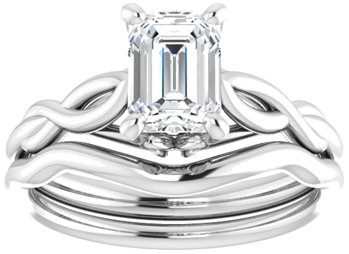 Sužadėtuvių Žiedas „Solitaire Sculptural“ 14k white gold Emerald 7mm x 5mm (8)