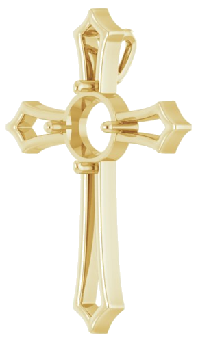 Pakabukas „Accented Cross“ 14k yellow gold Round 8mm (2)