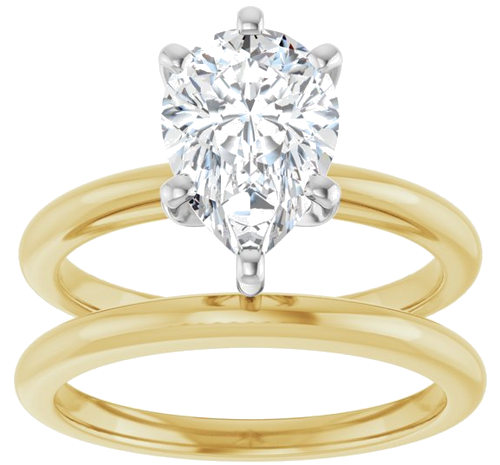 Sužadėtuvių Žiedas „Solitaire“ 585 Baltojo Ir Geltonojo Aukso Pear Shape 10mm x 7mm (8)