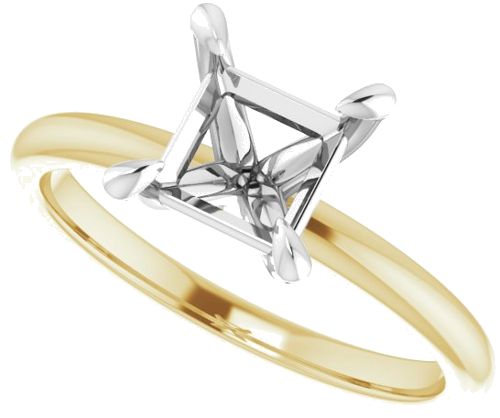Sužadėtuvių Žiedas „Solitaire“ 14k yellow/white gold Square 6mm (5)