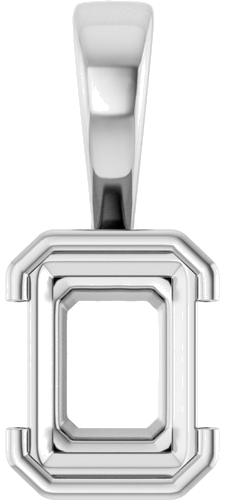 14K White 8x6 mm Emerald Pendant Mounting (1)