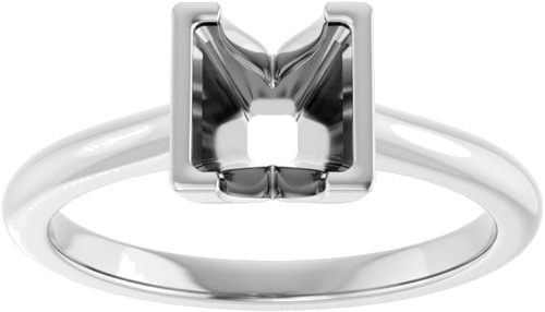 Sužadėtuvių Žiedas „Half-Bezel Solitaire“ 14k white gold Square 5.5mm (3)