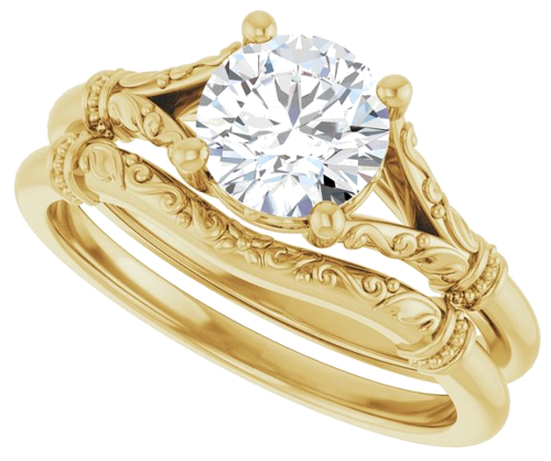 14K Yellow 6.5 mm Round Solitaire Engagement Ring Mounting (10)