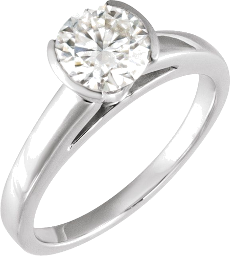Sužadėtuvių Žiedas „Half-Bezel Solitaire“ 14k white gold Round 6.5mm (3)