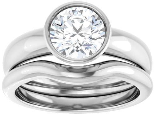 Sužadėtuvių Žiedas „Bezel-Set Solitaire“ 14k white gold Round 7mm (8)