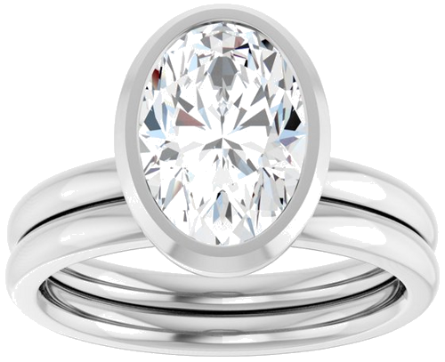 Sužadėtuvių Žiedas „Bezel-Set Solitaire“ 14k white gold Oval 10mm x 7mm (8)