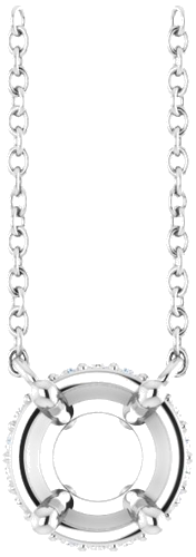 14K White 6 mm Round .06 CTW Natural Diamond Hidden Halo 18  Necklace (1)