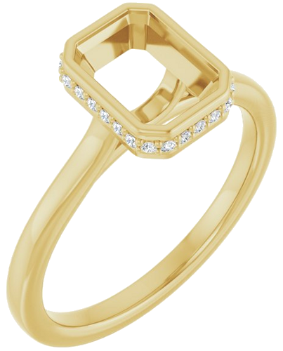Sužadėtuvių Žiedas „Hidden Halo-Style“ 14k yellow gold Emerald 7.5mm x 5.5mm (1)