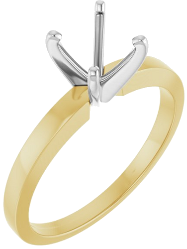 14K Yellow   White 6-6.6 mm Round 4-Prong Solitaire Ring Mounting (1)