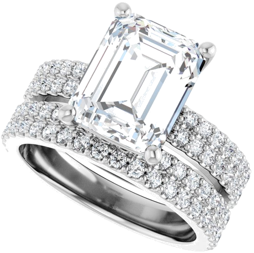 Sužadėtuvių Žiedas „Solitaire“ 14k white gold Emerald 10mm x 8mm (5)