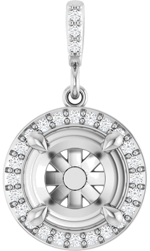 Pakabukas „Halo-Style“ 14k white gold Round 8mm (1)