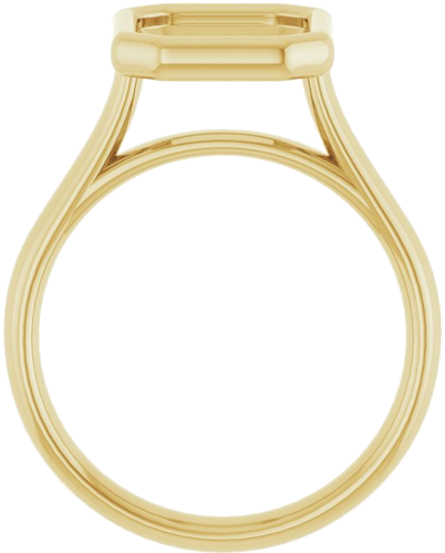 Sužadėtuvių Žiedas „Bezel-Set Solitaire“ 750 Geltonojo Aukso Emerald 10mm x 8mm (2)