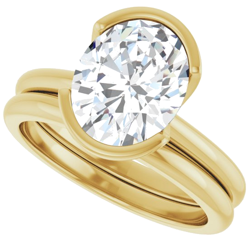 Sužadėtuvių Žiedas „Half-Bezel“ 14k yellow gold Oval 10mm x 8mm (10)