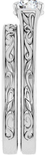 Sužadėtuvių Žiedas „Solitaire Scroll“ 14k white gold Round 5.2mm (14)