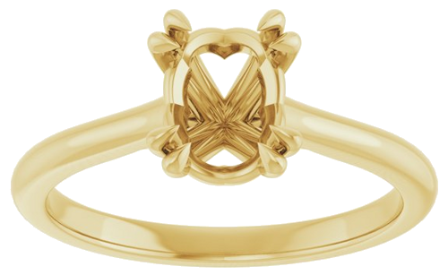 14K Yellow 8x6 mm Oval Solitaire Engagement Ring Mounting (3)