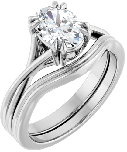 Sužadėtuvių Žiedas „Solitaire“ 585 Baltojo Aukso Oval 8mm x 6mm (6)