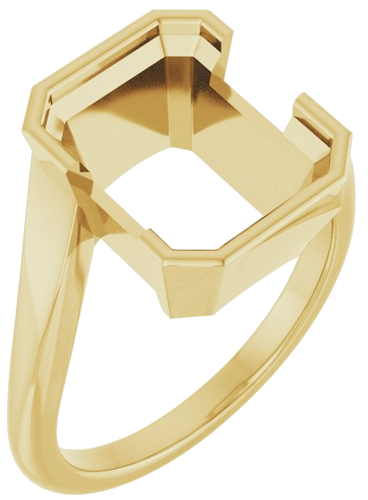 Sužadėtuvių Žiedas „Half-Bezel Solitaire“ 14k yellow gold Emerald 11mm x 9mm (1)